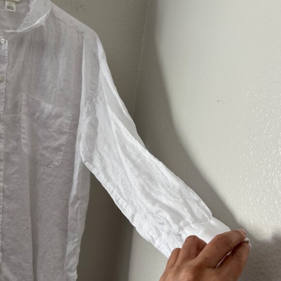 H&M Oversized Button Up Shirt Linen Minimalist White Lightweight Sz M - Picture 5 of 15
